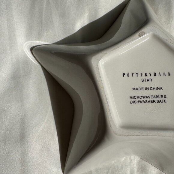 EUC, Pottery Barn Star Shape Serving Dish, Ceramic, Cream with Brown Trim, 7 in. - Picture 7 of 9